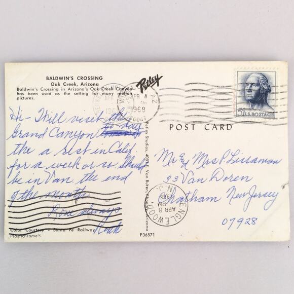 Baldwin's Crossing Oak Creek Canyon Arizona 1960s Postcard PC AZ 1968 - Picture 2 of 2